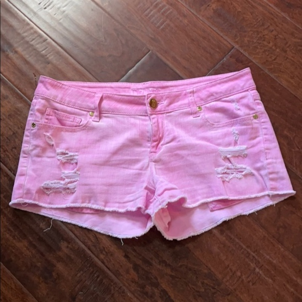 Distressed Decree pink denim shorts sz 9 cotton bl